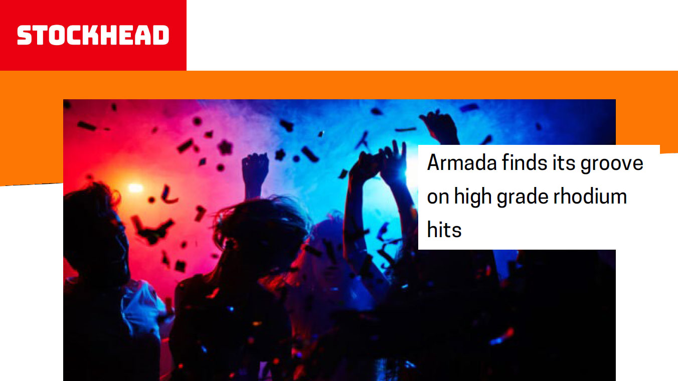 🗞️Stockhead – Armada Finds its Groove on High Grade Rhodium Hits